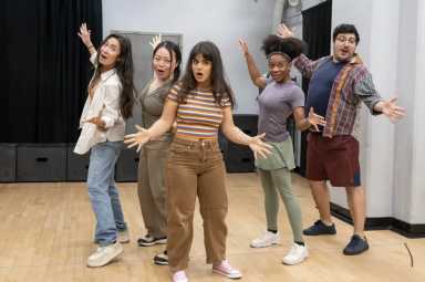 Actors performing a rehearsal for a kid's show, on the things to do with kids in NYC this weekend