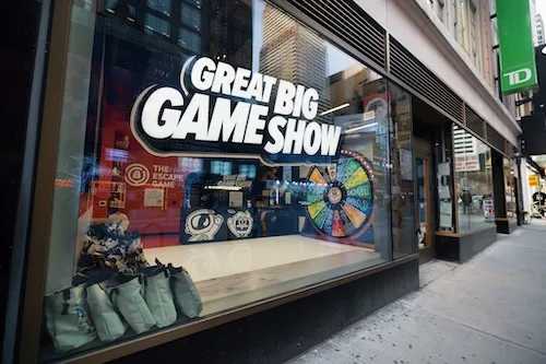 New Times Square attraction, window of the Great Big Game Show