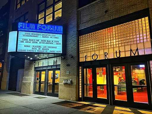 Exterior of the Film Forum in NYC, indie movie theater