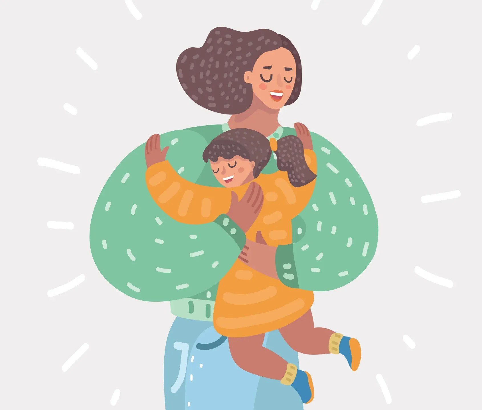 matrescence: Losing your identity after becoming a mom. Mom happy carrying her kid