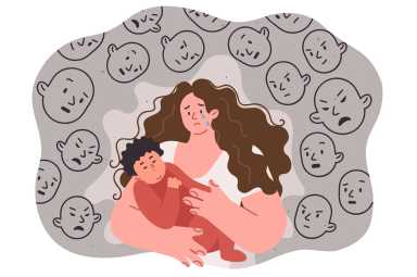 matrescence: Losing your identity after becoming a mom. Mom overwhelmed with crying baby
