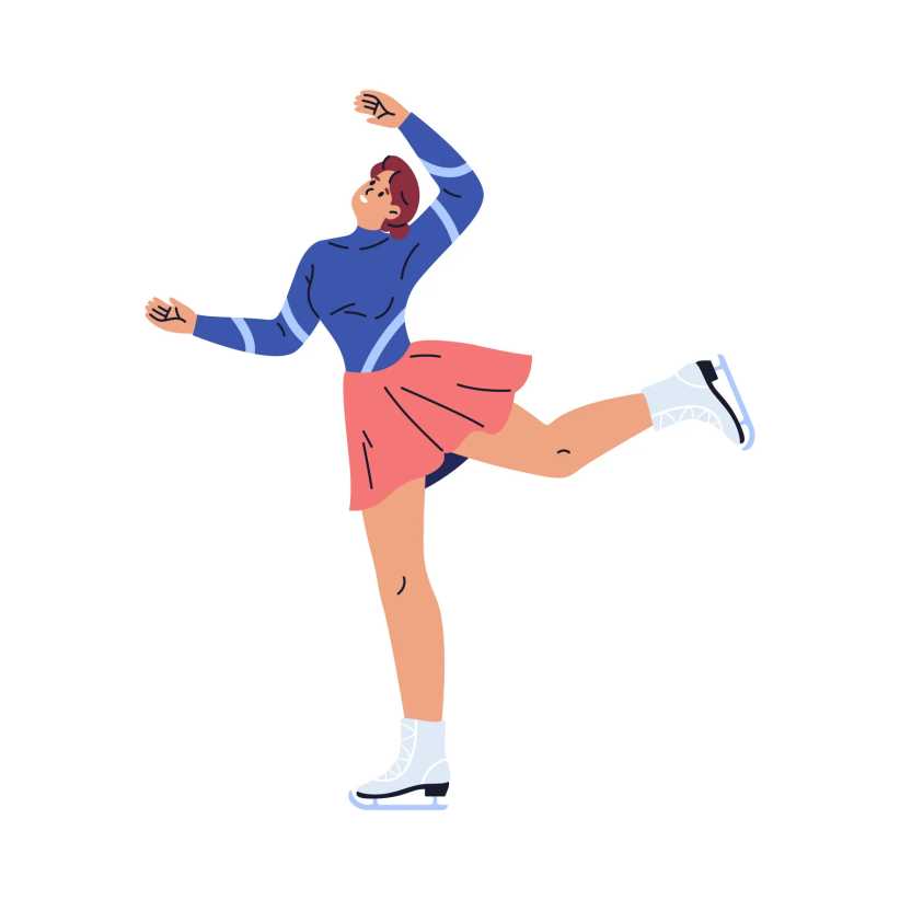 Figure skating or rhythmic gymnastics winter Olympics competition or challenge for women. Isolated girl on ice rink dancing and performing movements. Vector cartoon character in flat style, 2026 winter Olympics