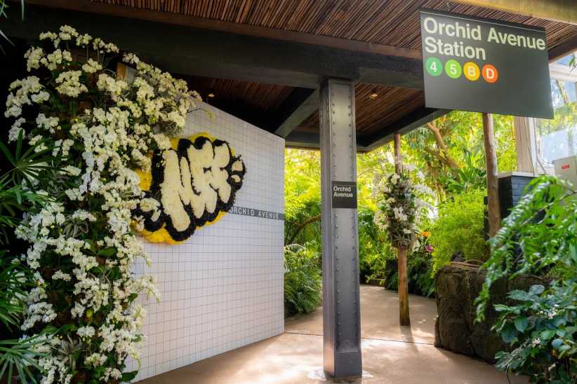 A train station at the NYBG Orchid Show
