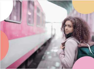 Tween at an outside train station