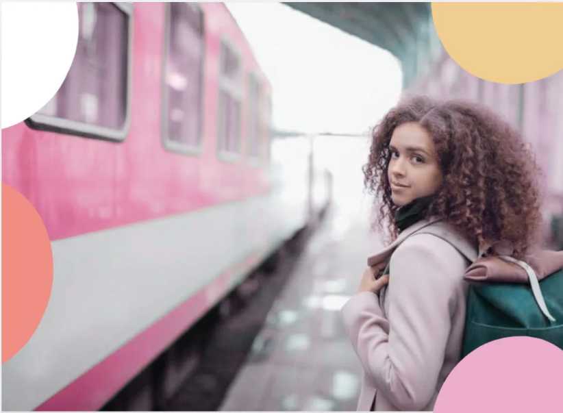 Tween at an outside train station